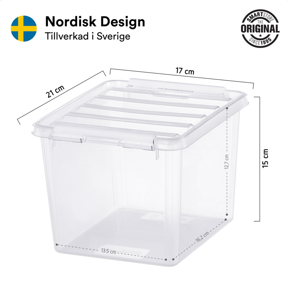 Box, Small, SMARTSTORE 3L, CLASSIC, 21 x 17 x H15 cm, Clear / Black in the group Storage / Storage boxes / Mini organizers / Boxes at SmartaSaker.se (41649)