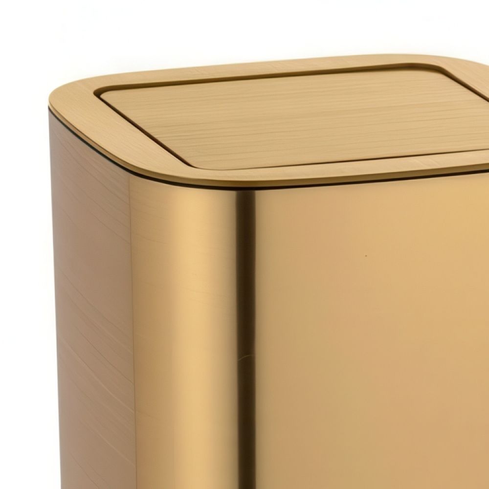 Trash can with swing-lid, 5,5 L, GLOSSY AURON, 17,2 x 17,2 x H 25,5 cm, Gold in the group Storage / Bathroom storage / Waste bins at SmartaSaker.se (41651)
