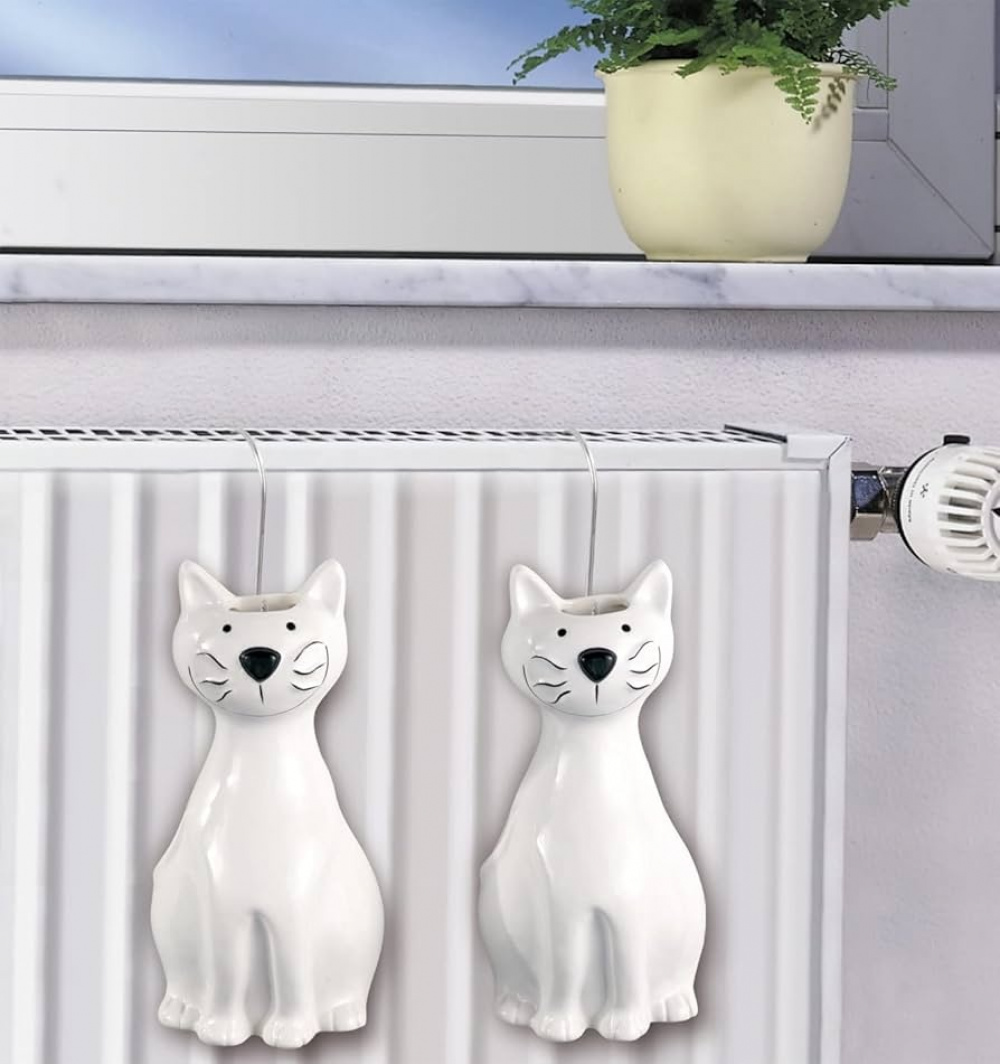 Hanging humidifier, Ceramic, Set of 2, NICE WHITE CATS, White in the group Storage / Laundry and care at SmartaSaker.se (41667)
