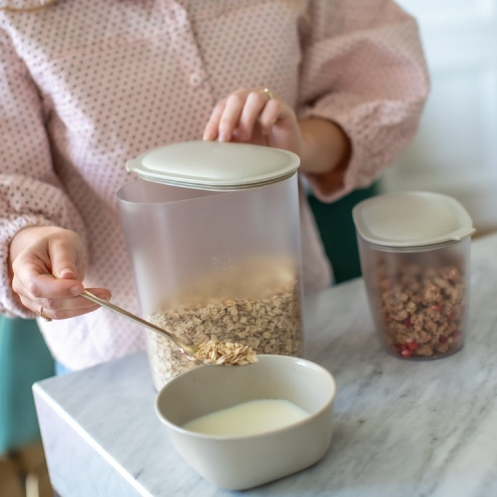 Container, Airtight, 1,4 L, KOIZOL CONNECT ORGANIC OVAL STORAGE MEDIUM, Transparent / Beige in the group Storage / Kitchen storage / Storage jars at SmartaSaker.se (41676)
