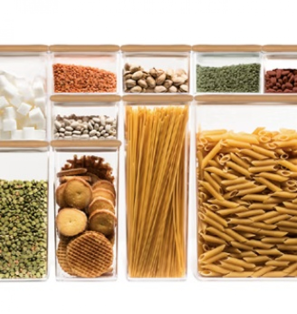 Airtight container, Square, 0,5 L, ESKE BAMBOO SMALL, 10,4 x 10,4 x H 7,2 cm, Clear / Nature in the group Storage / Kitchen storage / Storage bins and jars / Eske at SmartaSaker.se (41684)