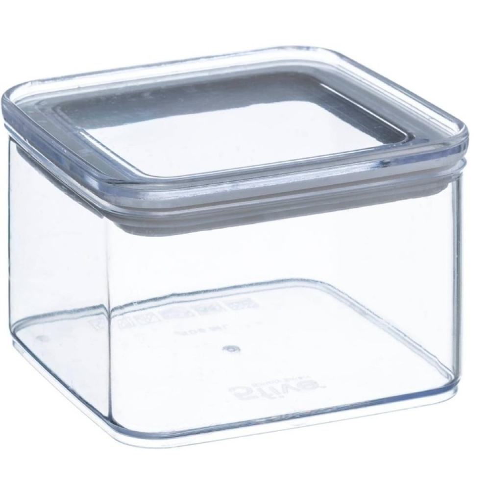 Airtight container, Square, 0,5 L, ESKE SMALL, 10,4 x 10,4 x H 7 cm, Clear / White in the group Storage / Kitchen storage / Storage jars / 5five storage jars at SmartaSaker.se (41685)