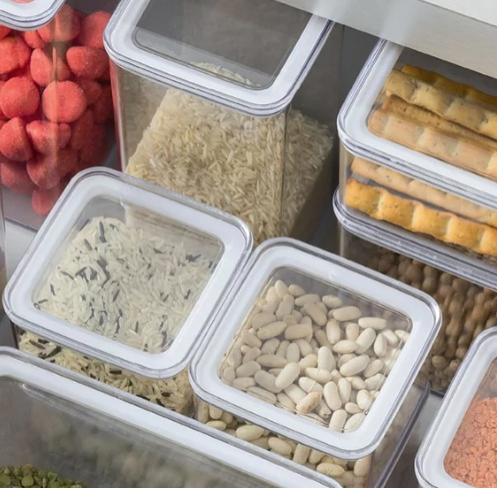 Airtight container, Square, 1,5 L, ESKE LARGE 10,4 x 10,4 x H 20,5 cm, Clear / White in the group Storage / Kitchen storage / Storage bins and jars / Eske at SmartaSaker.se (41689)