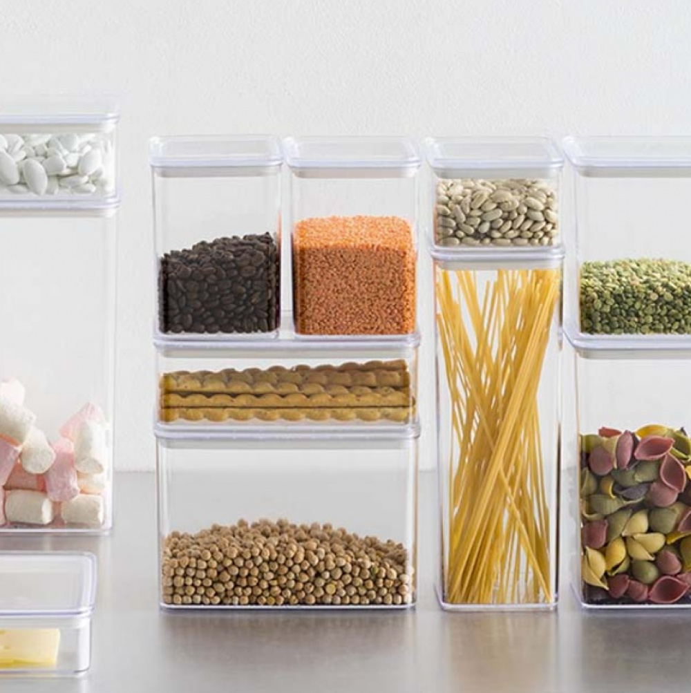 Airtight container, Square, 1,5 L, ESKE LARGE 10,4 x 10,4 x H 20,5 cm, Clear / White in the group Storage / Kitchen storage / Storage bins and jars / Eske at SmartaSaker.se (41689)