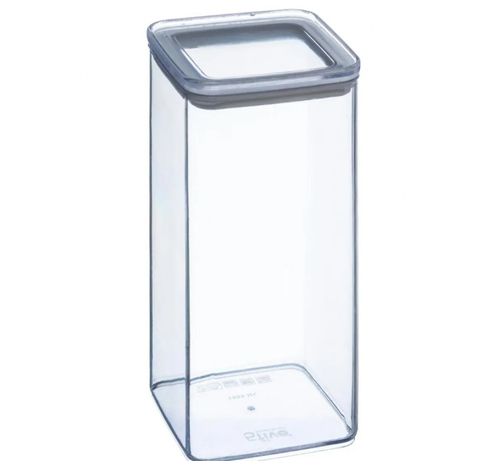 Airtight container, Square, 1,5 L, ESKE LARGE 10,4 x 10,4 x H 20,5 cm, Clear / White in the group Storage / Kitchen storage / Storage bins and jars / Eske at SmartaSaker.se (41689)