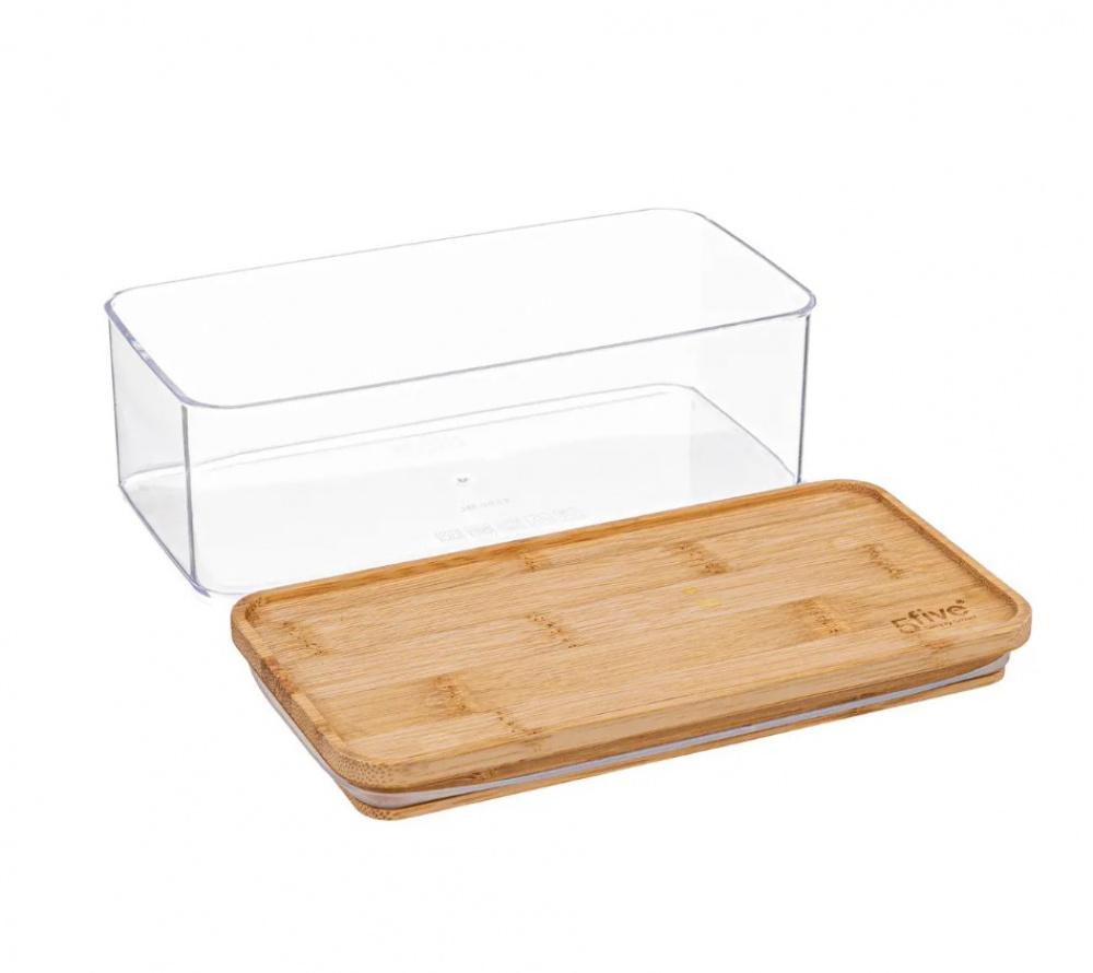 Airtight container, Rectangular, 1 L, ESKE BAMBOO SMALL, 20,4 x 10,4 x H 7 cm, Clear / Nature in the group Storage / Kitchen storage at SmartaSaker.se (41693)