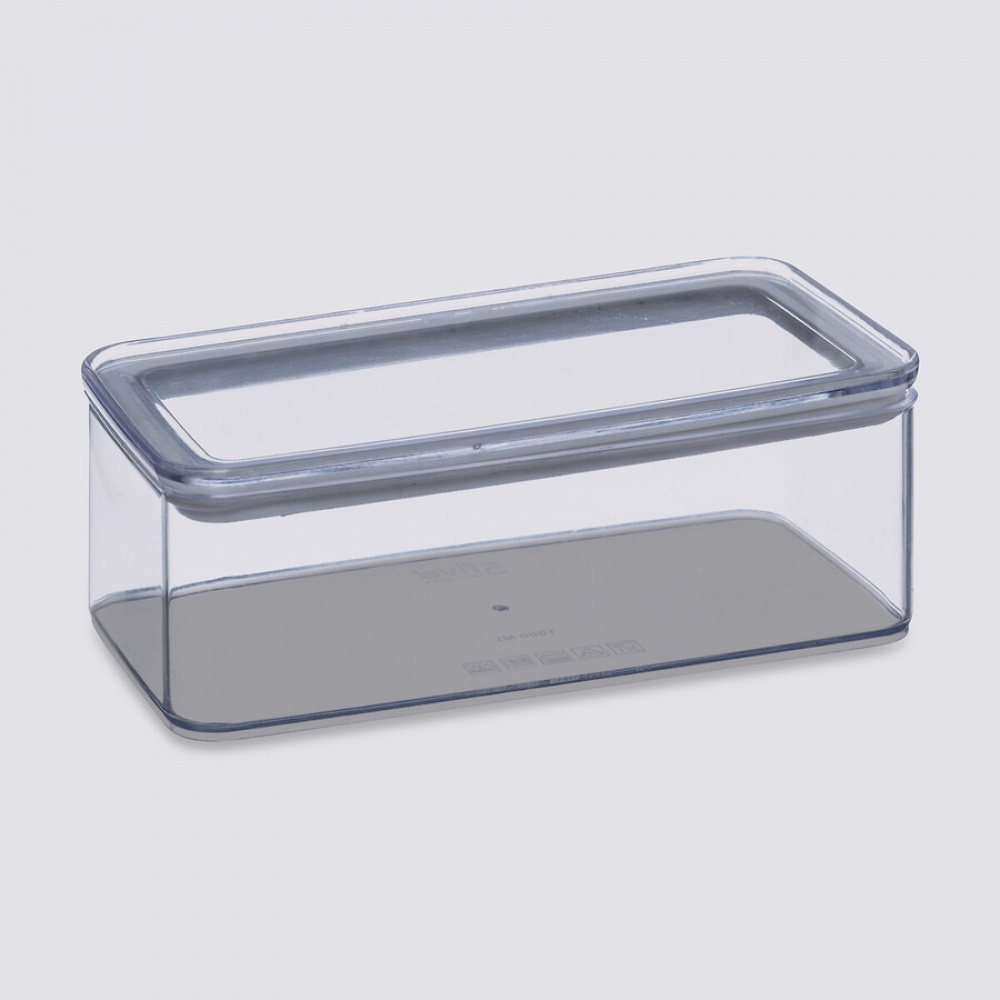 Airtight container, Rectangular, 1 L, ESKE SMALL, 20,4 x 10,4 x H 7 cm, Clear / White in the group Storage / Kitchen storage / Storage bins and jars at SmartaSaker.se (41694)