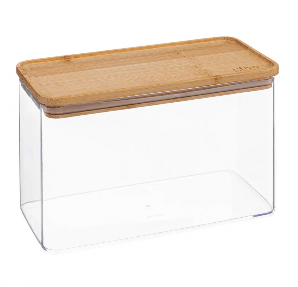 Airtight container, Rectangular, 2 L, ESKE BAMBOO MEDIUM, 20,4 x 10,4 x H 13,6 cm, Clear / Nature in the group Storage / Kitchen storage / Storage bins and jars / Eske at SmartaSaker.se (41695)