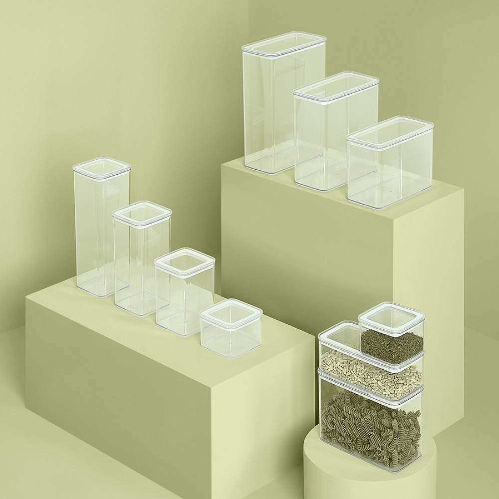 Airtight container, Rectangular, 3 L, ESKE LARGE, 20,4 x 10,4 x H 20,5 cm, Clear / White in the group Storage / Kitchen storage / Storage bins and jars / Eske at SmartaSaker.se (41698)