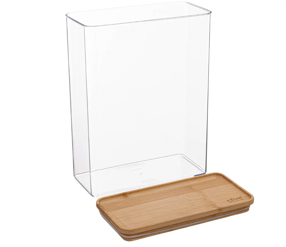 Airtight container, Rectangular, 4,3 L, ESKE BAMBOO XL, 20,4 x 10,4 x H 27,2 cm, Clear / Nature in the group Storage / Kitchen storage / Storage bins and jars at SmartaSaker.se (41699)