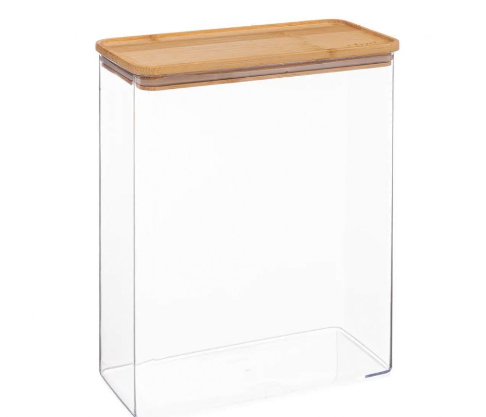 Airtight container, Rectangular, 4,3 L, ESKE BAMBOO XL, 20,4 x 10,4 x H 27,2 cm, Clear / Nature in the group Storage / Kitchen storage / Storage bins and jars at SmartaSaker.se (41699)