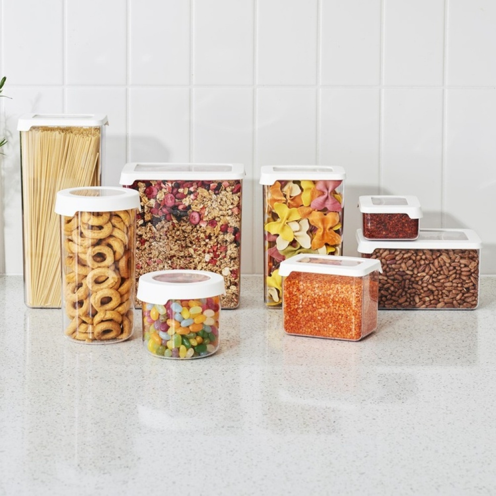 Transparent container, Airtight, Round, 0,75 L, VISION, Ø 11,5 x H 10 cm, Clear / White in the group Storage / Kitchen storage / Storage jars / SmartStore storage jars at SmartaSaker.se (41701)