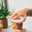 Transparent container, Airtight, Round, 0,75 L, VISION, Ø 11,5 x H 10 cm, Clear / White Transparent container, Airtight, Round, 0,75 L, VISION, Ø 11,5 x H 10 cm, Clear / White