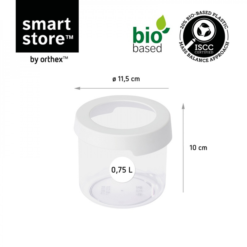 Transparent container, Airtight, Round, 0,75 L, VISION, Ø 11,5 x H 10 cm, Clear / White in the group Storage / Kitchen storage / Storage bins and jars / SmartStore at SmartaSaker.se (41701)
