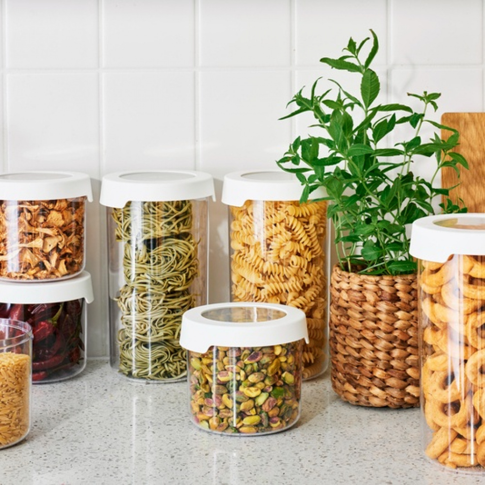 Transparent container, Airtight, Round, 0,75 L, VISION, Ø 11,5 x H 10 cm, Clear / White in the group Storage / Kitchen storage / Storage bins and jars / SmartStore at SmartaSaker.se (41701)