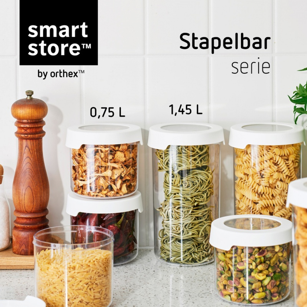 Transparent container, Airtight, Round, 1,45, VISION, Ø 11,5 x H 20 cm, Clear / White in the group Storage / Kitchen storage / Storage bins and jars / SmartStore at SmartaSaker.se (41702)