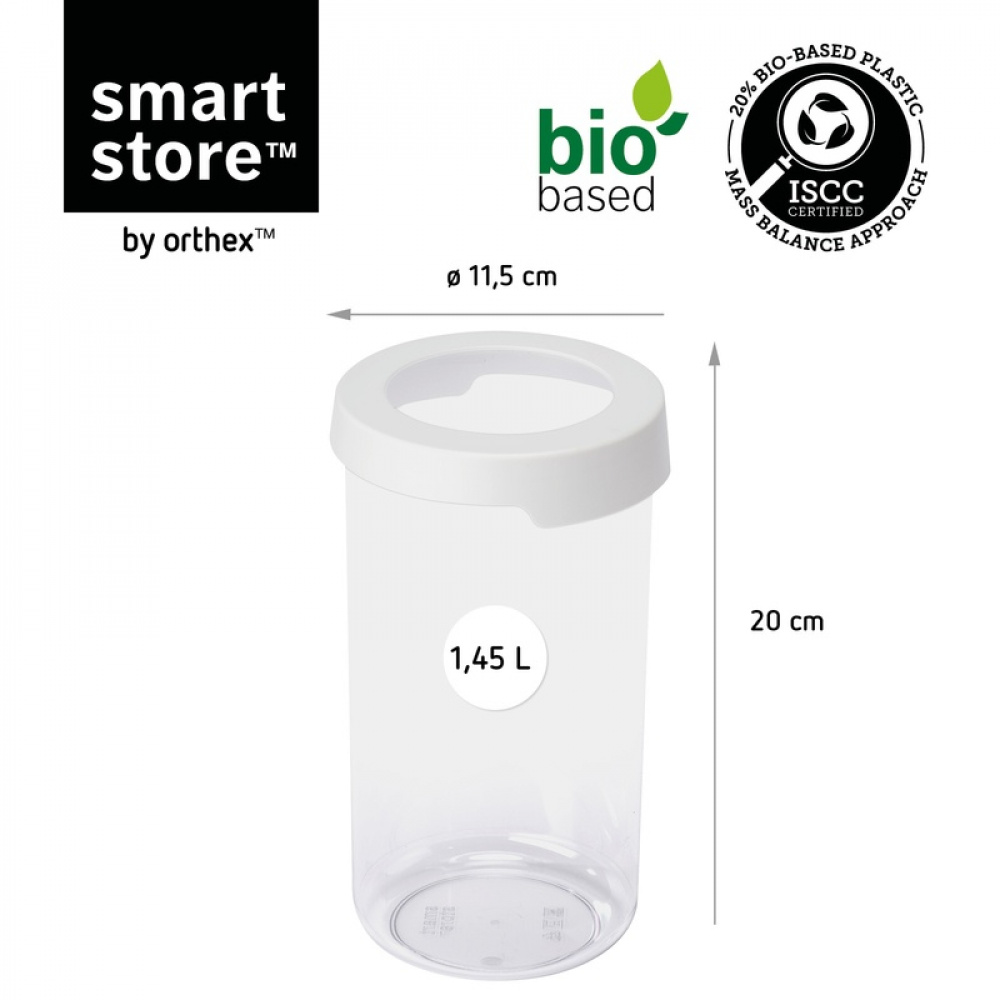 Transparent container, Airtight, Round, 1,45, VISION, Ø 11,5 x H 20 cm, Clear / White in the group Storage / Kitchen storage / Storage bins and jars / SmartStore at SmartaSaker.se (41702)