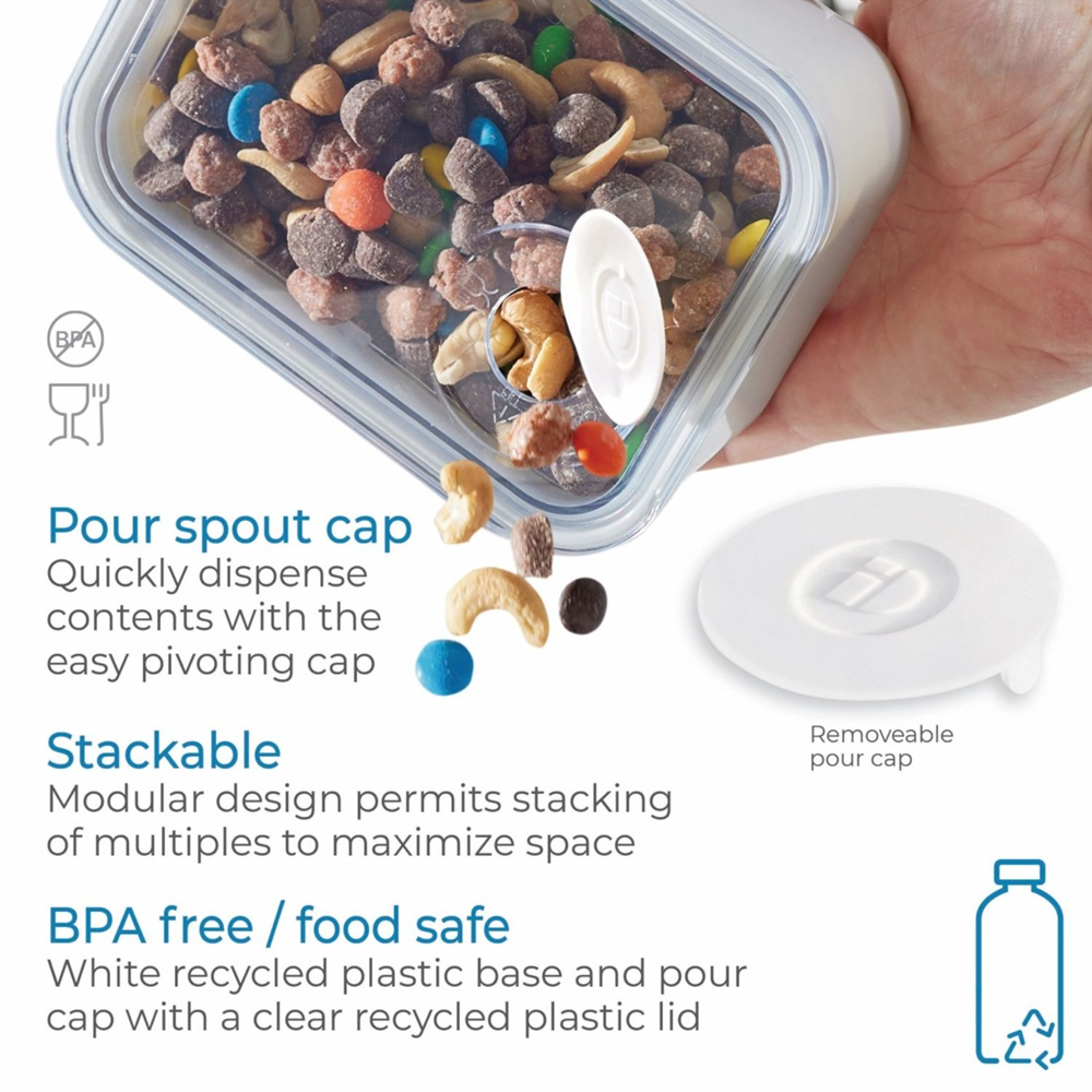 Airtight Container, iD POUR LID SMALL CANISTER, 12,1 x 16,2 x H 7,6 cm, White / Transparent in the group Storage / Kitchen storage / Storage bins and jars at SmartaSaker.se (41707)