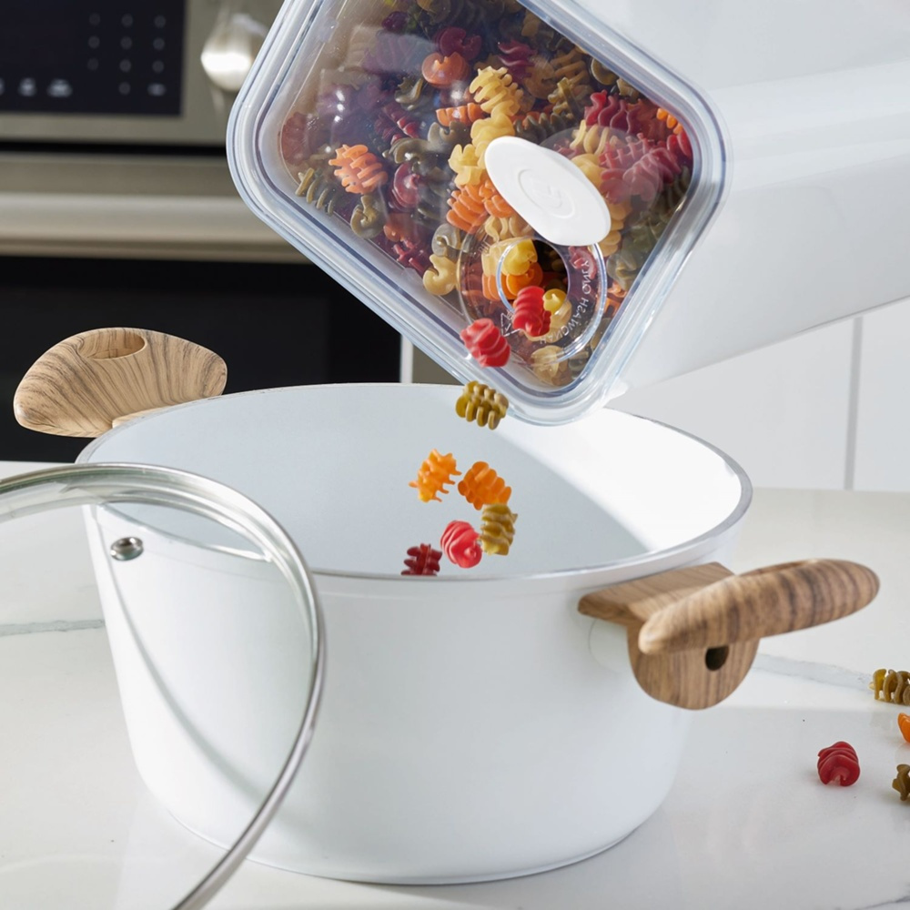 Airtight Container, iD POUR LID XL CANISTER, 12,1 x 16,2 x H 29,5 cm, White / Transparent in the group Storage / Kitchen storage / Storage bins and jars at SmartaSaker.se (41708)