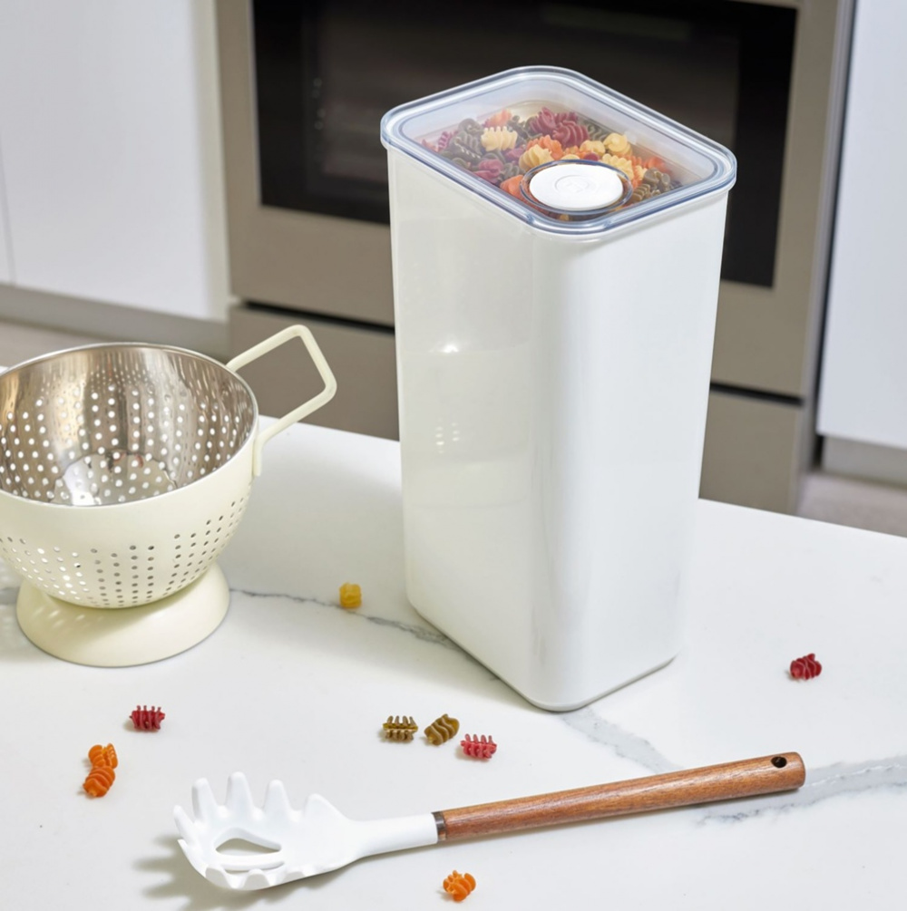Airtight Container, iD POUR LID XL CANISTER, 12,1 x 16,2 x H 29,5 cm, White / Transparent in the group Storage / Kitchen storage / Storage bins and jars at SmartaSaker.se (41708)