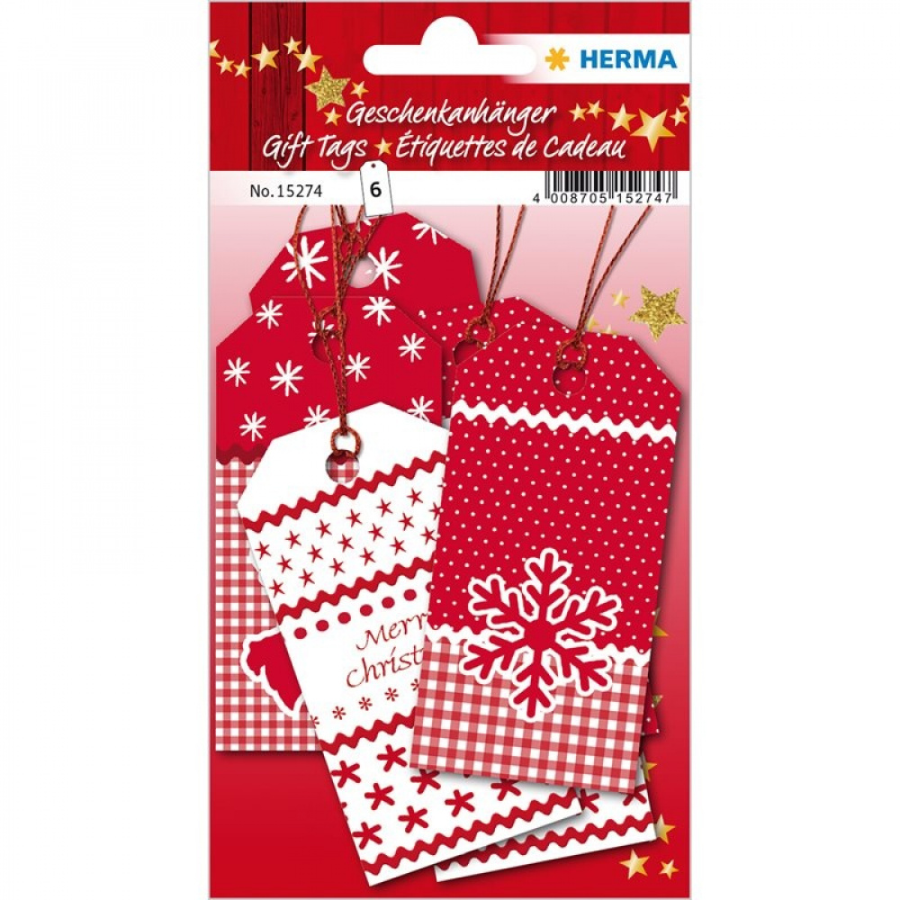 Luxury Gift Tags, Set of 6, CHRISTMAS GIFT TAGS, 8 x 4 cm, White / Red in the group Storage / Magnets and adhesives / Signs and labels at SmartaSaker.se (41712)
