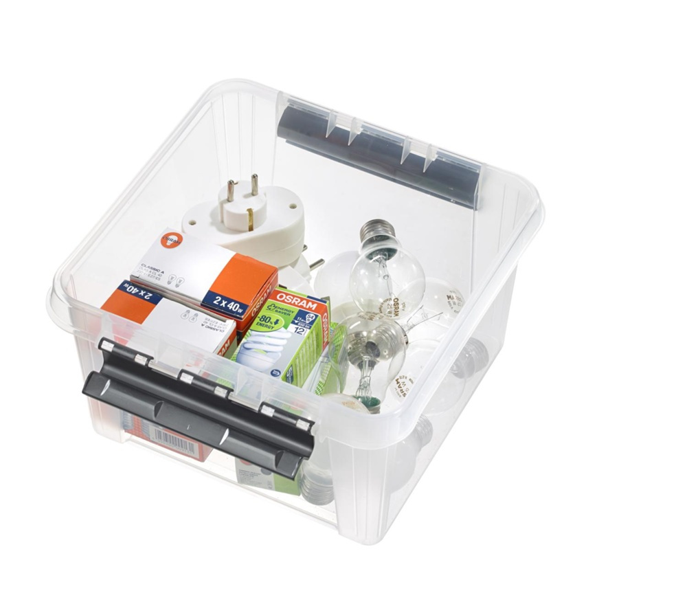 Box, SMARTSTORE 7L, CLASSIC, Square, 28 x 28 x H 17 cm, Clear / Black in the group Storage / Storage boxes / SmartStore storage boxes at SmartaSaker.se (41716)