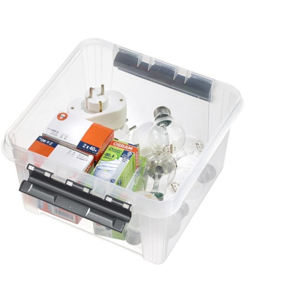 Box, SMARTSTORE 7L, CLASSIC, Square, 28 x 28 x H 17 cm, Clear / Black in the group Storage / Storage boxes / SmartStore storage boxes at SmartaSaker.se (41716)