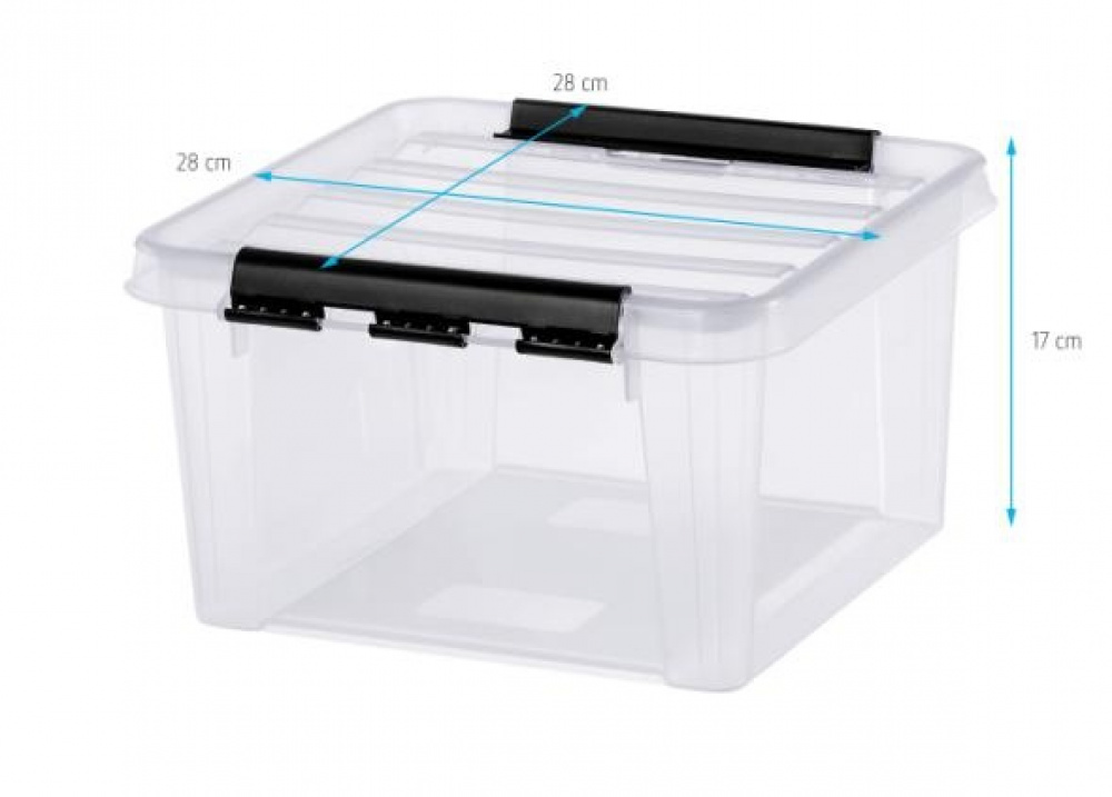 Box, SMARTSTORE 7L, CLASSIC, Square, 28 x 28 x H 17 cm, Clear / Black in the group Storage / Storage boxes / SmartStore storage boxes at SmartaSaker.se (41716)