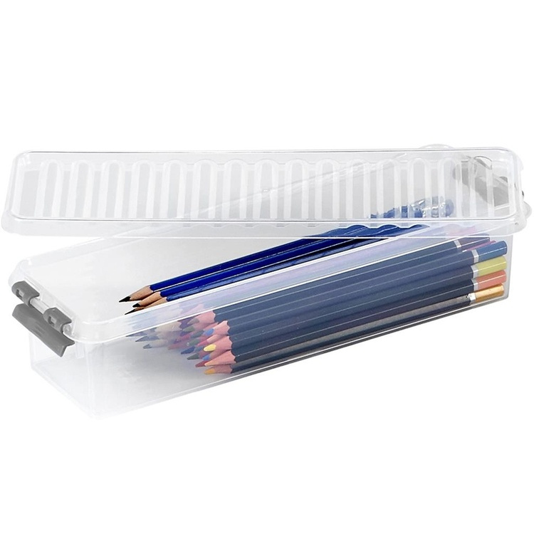 Small Box, Slim, 0,9L, Q-LINE, 27 x 8,6 x H 6 cm, Clear / Silver Grey in the group Storage / Storage boxes / Mini organizers at SmartaSaker.se (41717)