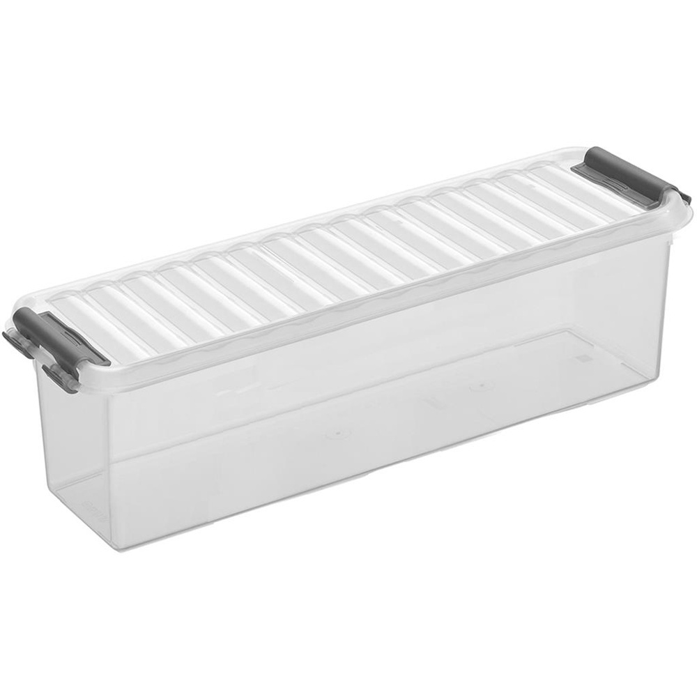 Small Box, Slim, 1,3L, Q-LINE, 27 x 8,6 x H 9 cm, Clear / Silver Grey in the group Storage / Storage boxes / Mini organizers at SmartaSaker.se (41718)