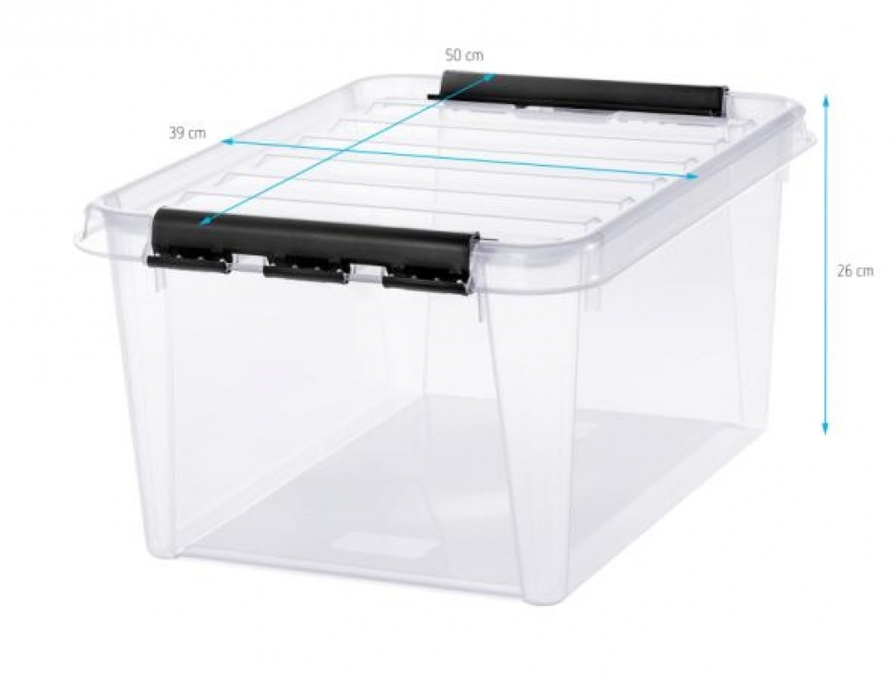 Storage Box, SMARTSTORE 31L, CLASSIC, 50 x 39 x H26 cm, Transparent / Black in the group Storage / Kitchen storage / Storage bins and jars / SmartStore at SmartaSaker.se (41720)
