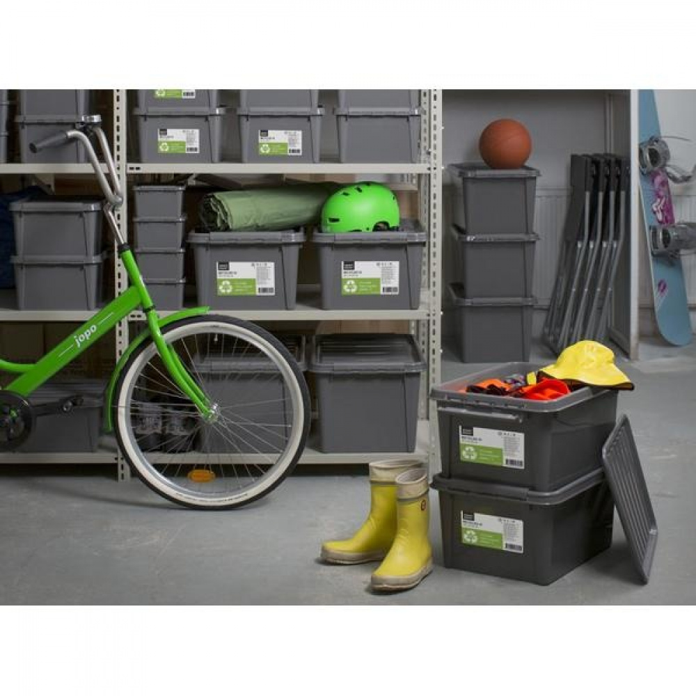 Storage Box, Recycled plastic, SMARTSTORE 14L RECYCLED, 40 x 30 x H18 cm, Grey in the group Storage / Storage boxes at SmartaSaker.se (41722)