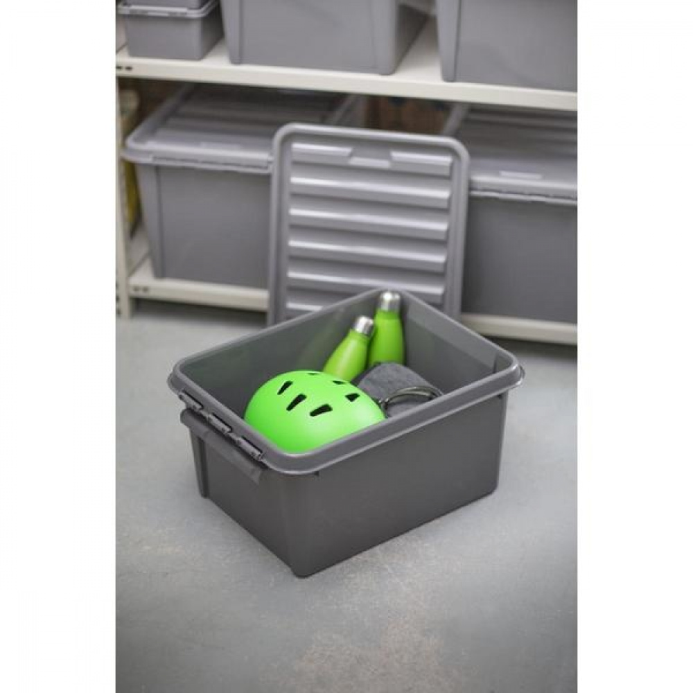 Storage Box, Recycled plastic, SMARTSTORE 14L RECYCLED, 40 x 30 x H18 cm, Grey in the group Storage / Storage boxes at SmartaSaker.se (41722)