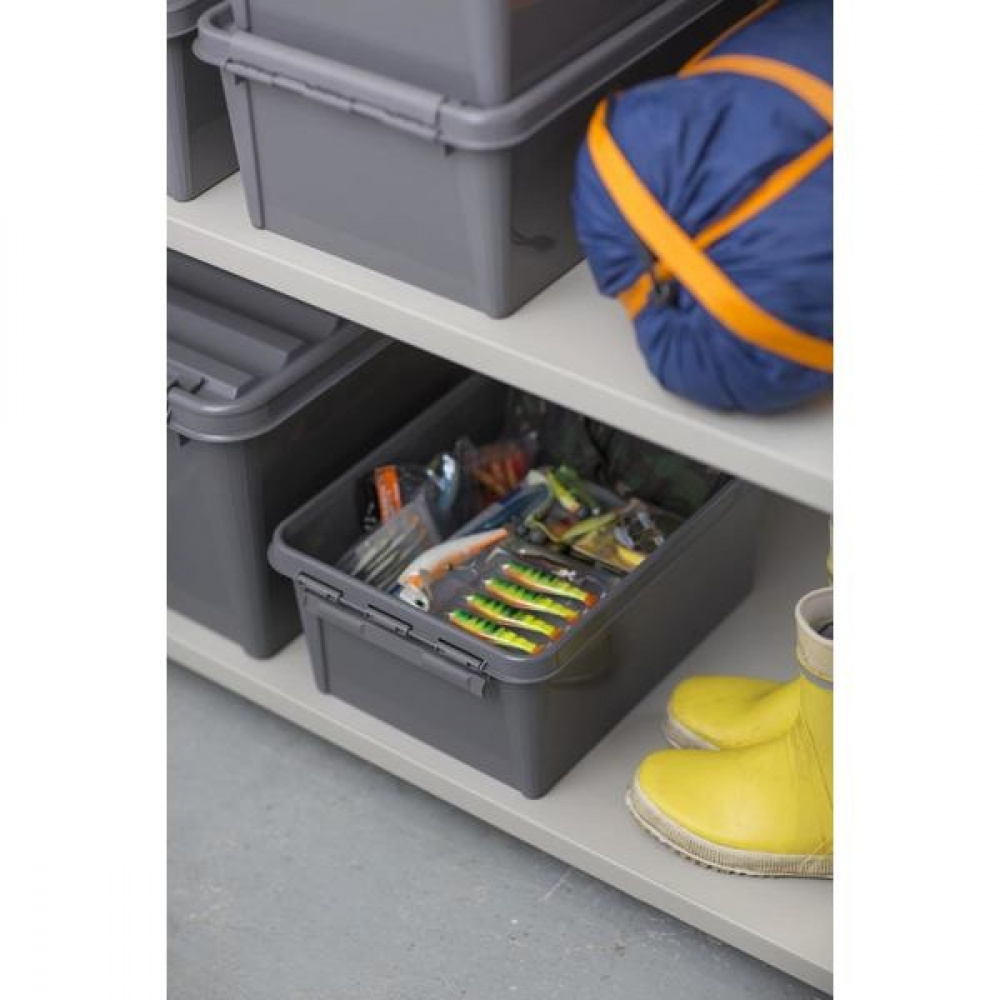 Storage Box, Recycled plastic, SMARTSTORE 14L RECYCLED, 40 x 30 x H18 cm, Grey in the group Storage / Storage boxes at SmartaSaker.se (41722)