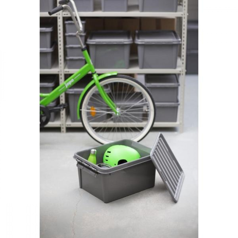 Storage Box, Recycled plastic, SMARTSTORE 14L RECYCLED, 40 x 30 x H18 cm, Grey in the group Storage / Storage boxes at SmartaSaker.se (41722)