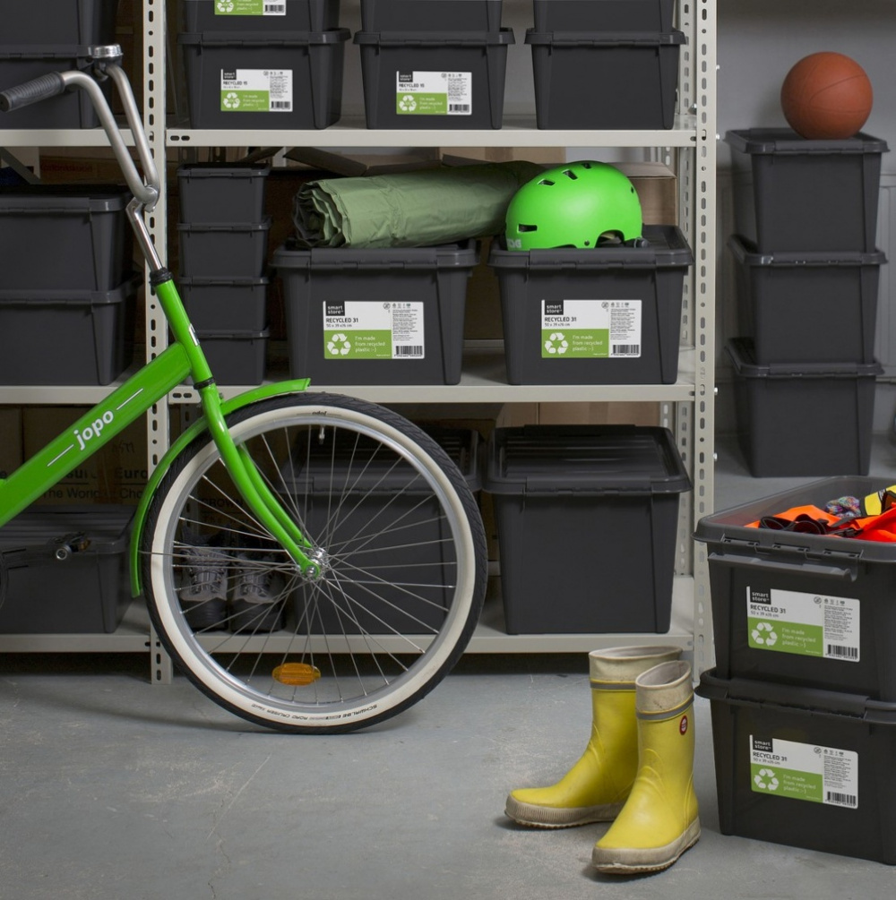 Storage Box, Large, SMARTSTORE 46L RECYCLED, 59 x 39 x H31 cm, Grey in the group Storage / Kitchen storage / Storage bins and jars / SmartStore at SmartaSaker.se (41724)