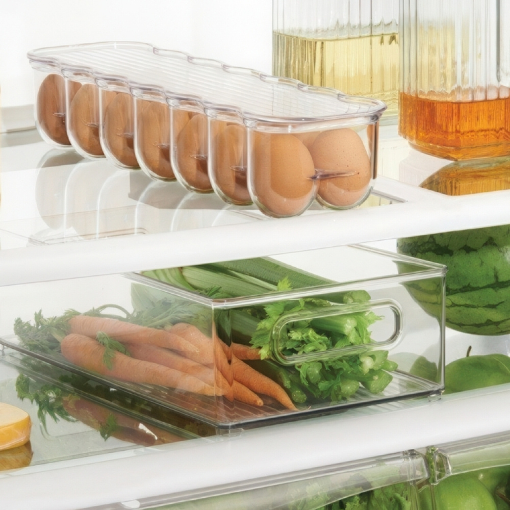 Fridge storage with lid, slim, for 14 Eggs, FRIDGE BINZ, 36 x 11 x H 7,6 cm, Transparent in the group Storage / Kitchen storage / Fridge storage at SmartaSaker.se (41726)