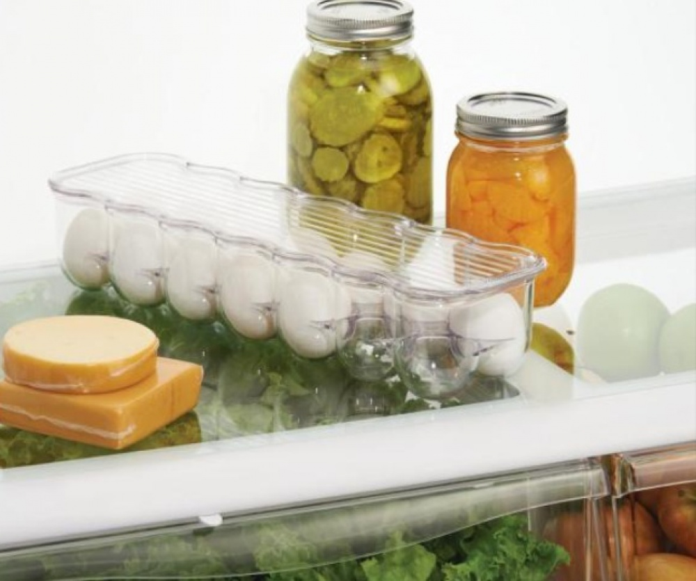 Fridge storage with lid, slim, for 14 Eggs, FRIDGE BINZ, 36 x 11 x H 7,6 cm, Transparent in the group Storage / Kitchen storage / Fridge storage at SmartaSaker.se (41726)