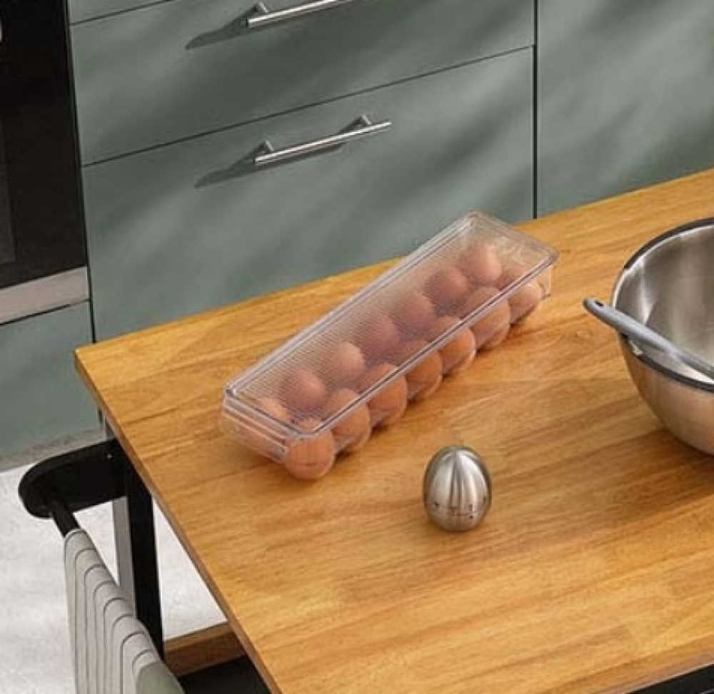 Fridge storage with lid, for 14 Eggs, Slim, RANGEMENT FRIGO, 37 x 11 x H 7,6 cm, Clear in the group Storage / Kitchen storage / Fridge storage at SmartaSaker.se (41727)