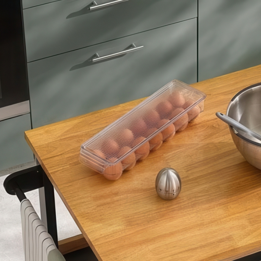 Fridge storage with lid, for 14 Eggs, Slim, RANGEMENT FRIGO, 37 x 11 x H 7,6 cm, Clear in the group Storage / Kitchen storage / Fridge storage at SmartaSaker.se (41727)