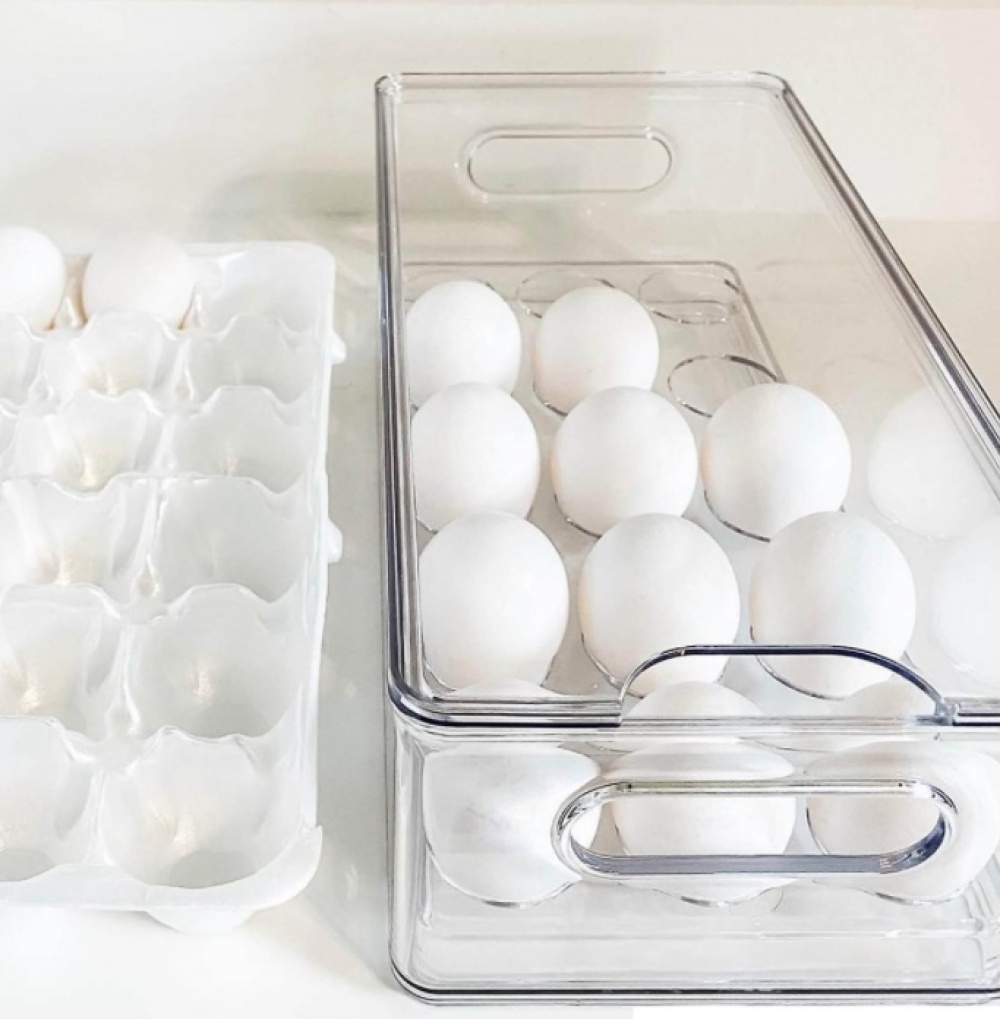 Container for 15 Eggs, THE HOME EDIT EGG BIN, 15,2 x 30,5 x H10,8 cm, Transparent in the group Storage / Kitchen storage / Fridge storage at SmartaSaker.se (41728)