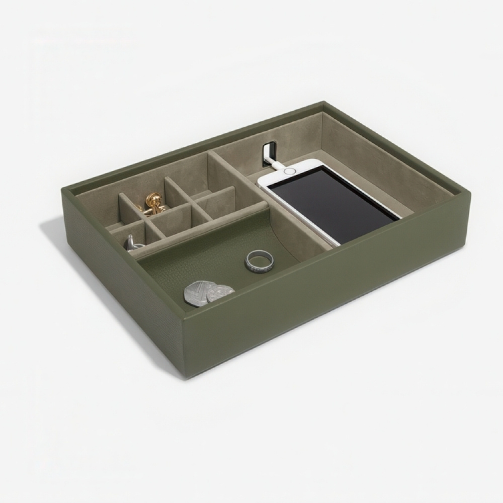Catch All Box with display lid, STACKERS VALET BOX, 18 x 25 x H 6 cm, Olive Green in the group Storage / Bedroom storage / Jewelry storage at SmartaSaker.se (41730)