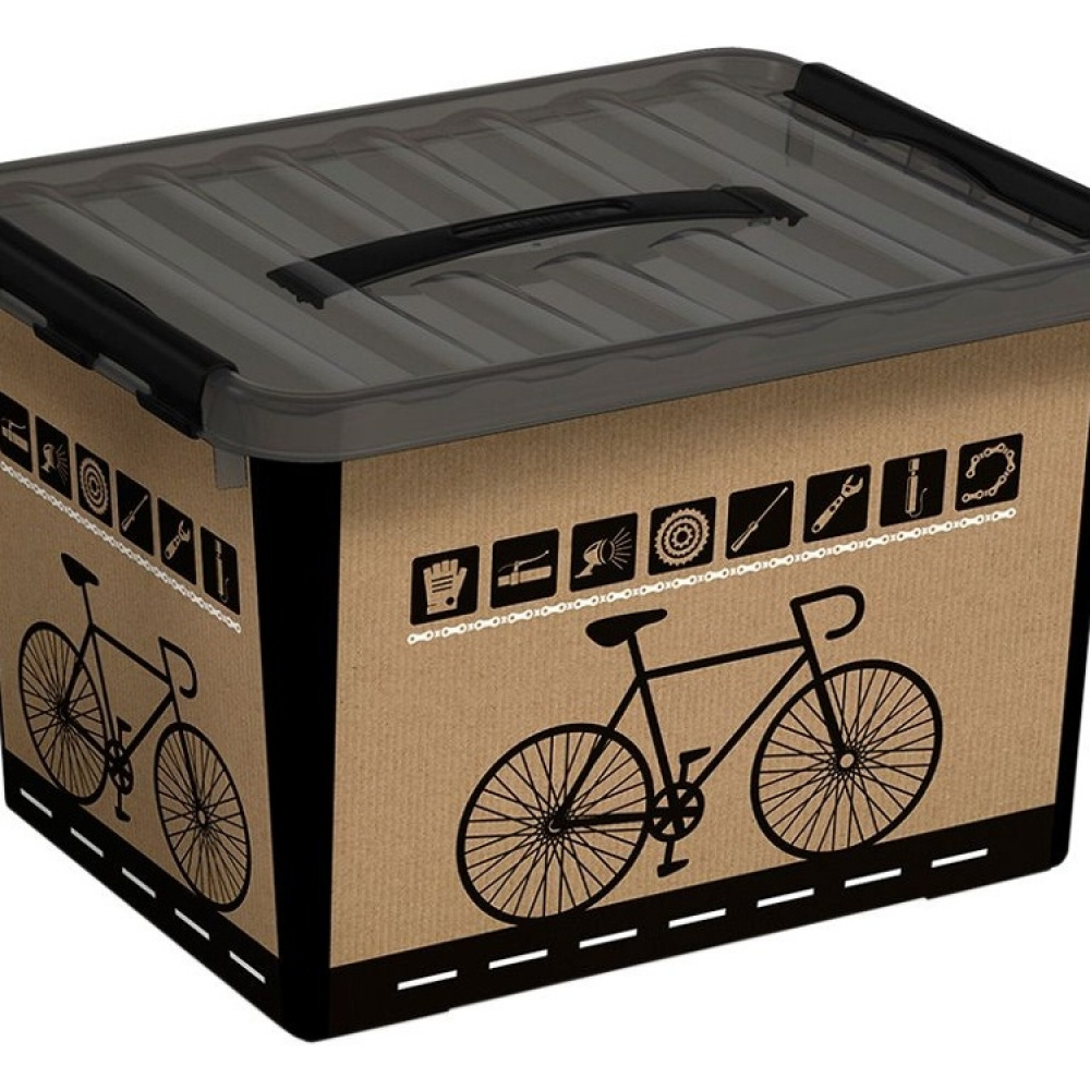 Box with handle, 22 L, BIKE STORAGE BOX, , 40 x 30 x H 26 cm, Black / Nature in the group Storage / Storage room and garage at SmartaSaker.se (41731)