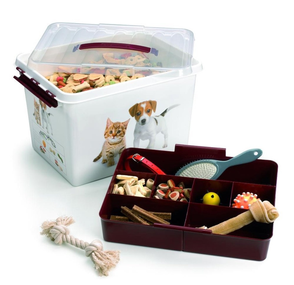 Box with handle, 22 L, PET STORAGE BOX LARGE, 40 x 30 x H 26 cm, White / Bordaux in the group Storage / Storage room and garage at SmartaSaker.se (41733)
