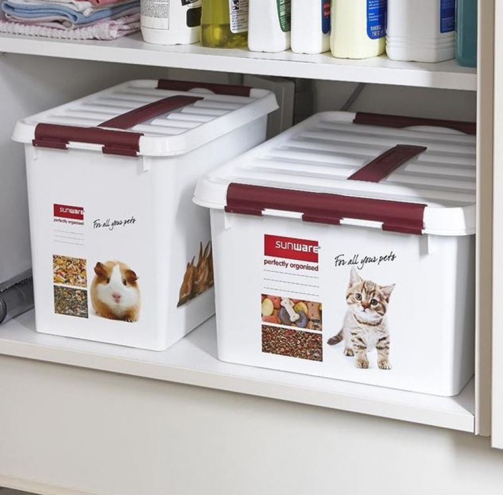 Box with handle, 22 L, PET STORAGE BOX LARGE, 40 x 30 x H 26 cm, White / Bordaux in the group Storage / Storage room and garage at SmartaSaker.se (41733)