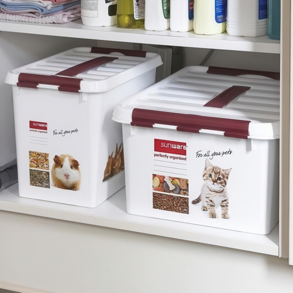 Box with handle, 22 L, PET STORAGE BOX LARGE, 40 x 30 x H 26 cm, White / Bordaux in the group Storage / Storage room and garage at SmartaSaker.se (41733)