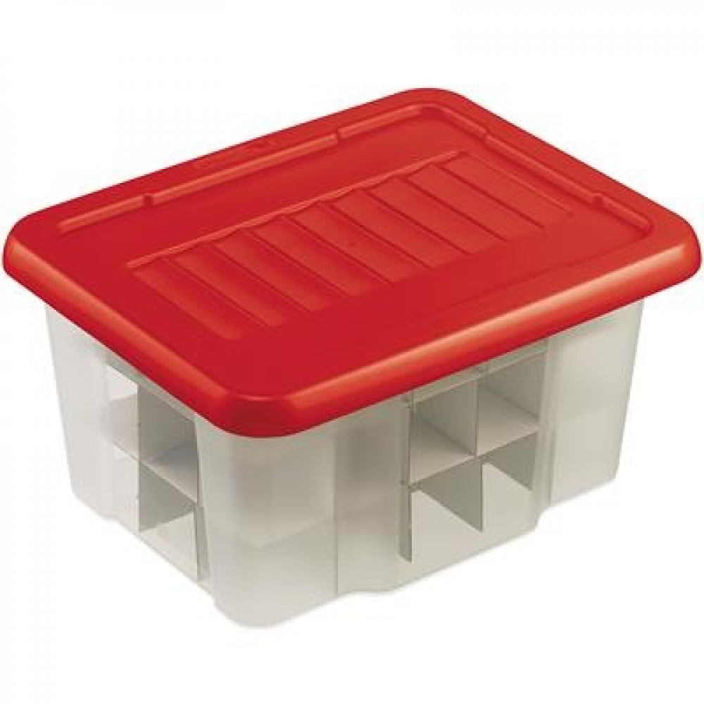 Storage box, 24L, X-MAS ORNAMENTS, 43 x 34,5 x H 22,5 cm, Clear/ Red in the group Storage / Storage room and garage at SmartaSaker.se (41734)