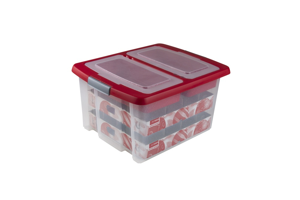 Storage box, 32L, LARGE GLITTER BOX , 48 x 36,5 x H24,5 cm, Clear/ Red in the group Storage / Storage room and garage at SmartaSaker.se (41735)