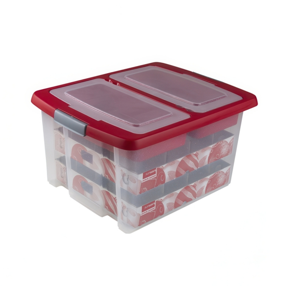 Storage box, 32L, LARGE GLITTER BOX , 48 x 36,5 x H24,5 cm, Clear/ Red in the group Storage / Storage room and garage at SmartaSaker.se (41735)