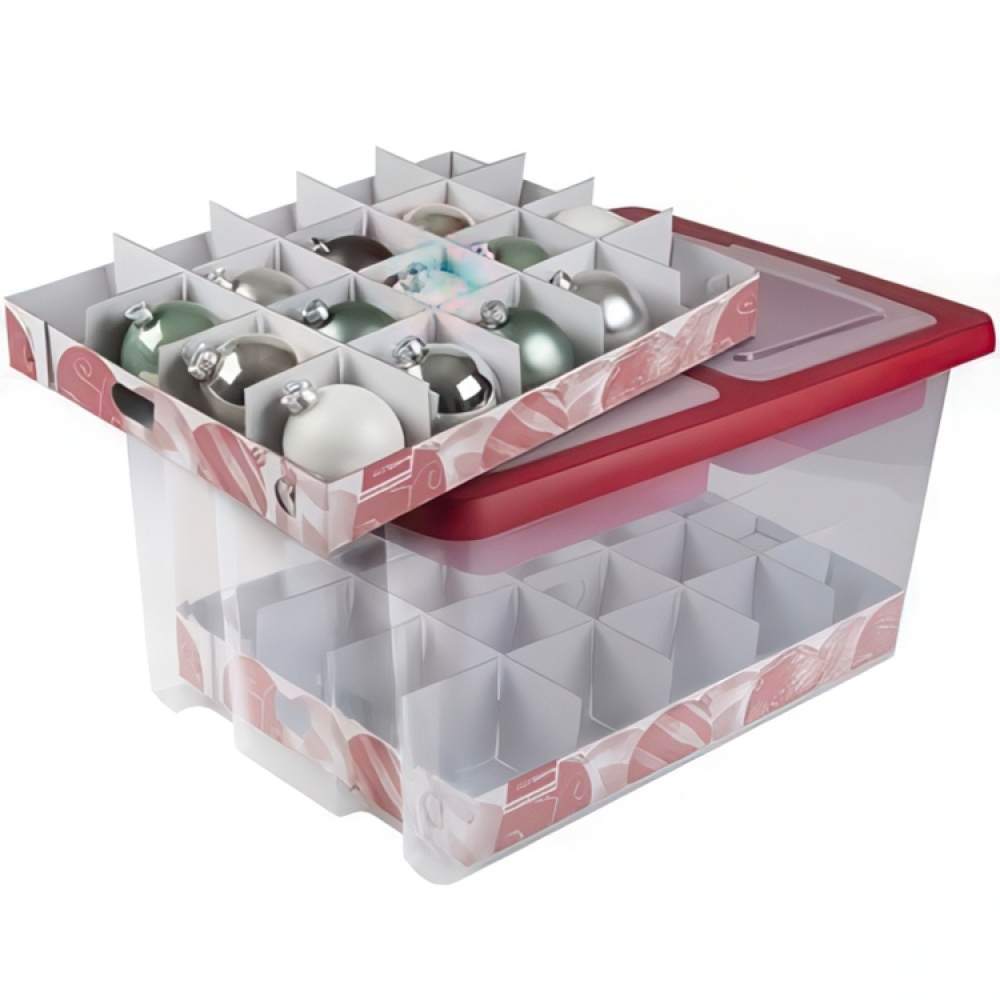 Storage box, 51L, XXL, GLITTER BOX 40 x 60,5 x H 29 cm, Clear/ Red in the group Storage / Storage room and garage at SmartaSaker.se (41737)